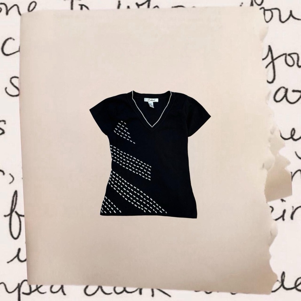 preppy short sleeve v neck layering top